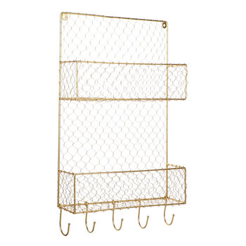 Brass Double Magazine Rack With Hooks, 2 of 5
