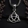 Mens Personalised Sterling Silver Celtic Triquetra Necklace, thumbnail 1 of 9