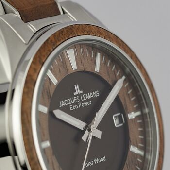 Jacques Lemans Wooden Stainless Steel Bracelet Watch, 7 of 12