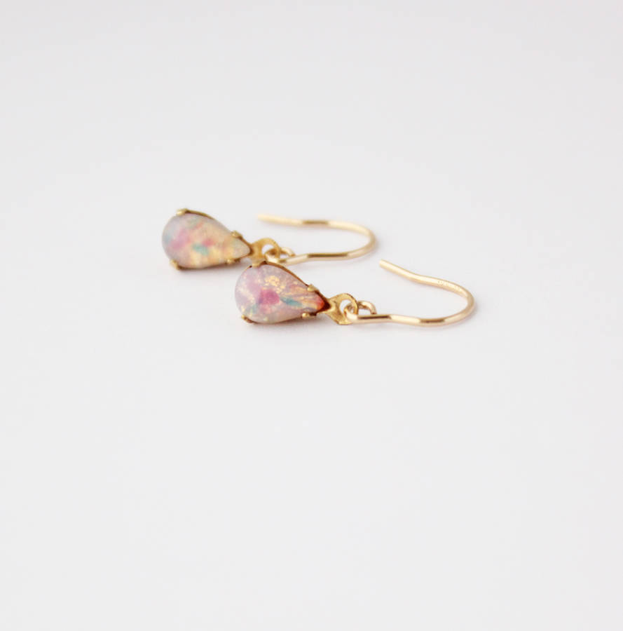 Glass Fire Opal Teardrop Earrings By Ilona Maria Jewellery
