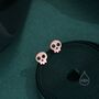 Cute Skull Stud Earrings In Sterling Silver, thumbnail 6 of 9