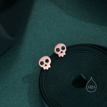 Cute Skull Stud Earrings In Sterling Silver, 6 of 10