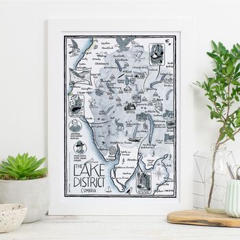 Map Of The Lake District Signed Print, 2 of 3