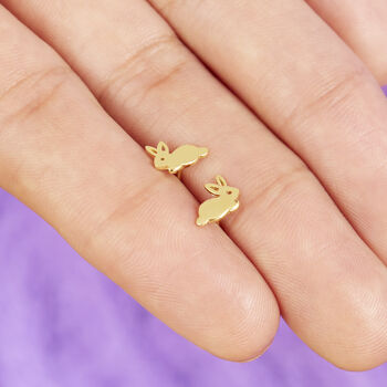 Gold Plated Bunny Earring Studs, 2 of 5
