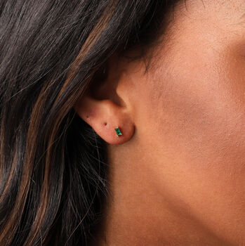 Emerald Green Stone Earring Studs, 2 of 3
