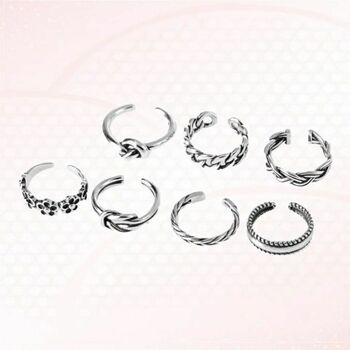 Seven And Four Pcs Bohemian Adjustable Toe Ring Set, 6 of 6