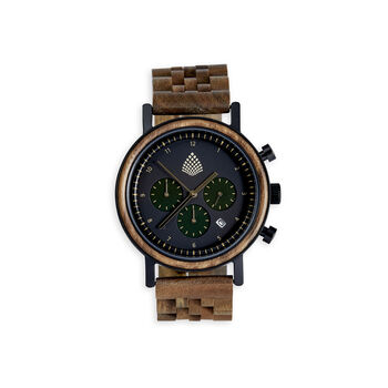 Men's Wristwatch Chronograph Sustainable Wood Watch, Gifting, 4 of 6