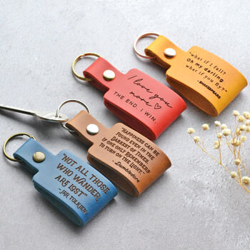 Personalised Quote Leather Keychain, 5 of 7