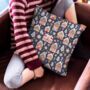 Blue Gingerbread House Christmas Cushion, thumbnail 1 of 7