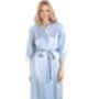 British Made Pale Blue Long Satin Dressing Gown With Lace Detail Bridal Party Ladies Size Eight To 28 UK, thumbnail 1 of 5