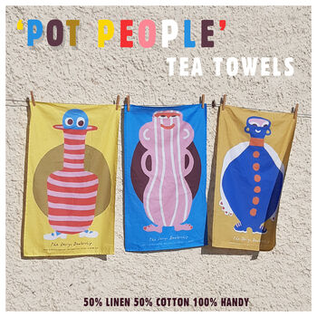 'Pot People' Full Colour Tea Towel Designs, 2 of 9