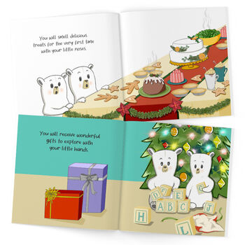 Personalised Twins First Christmas Children's Book, 8 of 11