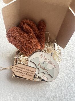Baby's First Halloween 2025 Gift Box With Baby Mittens, 9 of 9