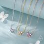 Sterling Silver Simulated Moonstone Butterfly Necklace, thumbnail 5 of 12