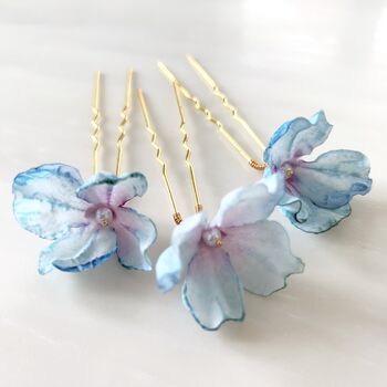 Blue Floral Hair Pins, 3 of 5