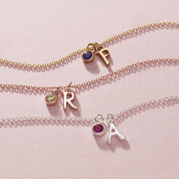 Birthstone And Italic Initial Charm Bracelet, 4 of 8