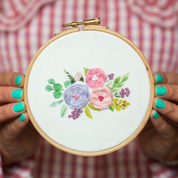 Pastel Bouquet Embroidery Hoop Kit, 6 of 7