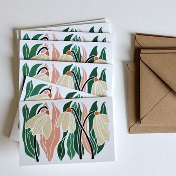 Linocut Snowdrop Notecards Set Of Eight, 5 of 11