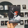 Snowboarding Skeleton Santa Gothic Christmas Card, thumbnail 1 of 3