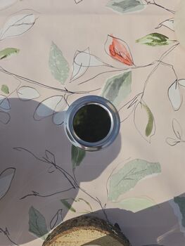 Blushed Vine Floral Outdoor And Indoor Tablecloth With Parasol Hole, 2 of 5