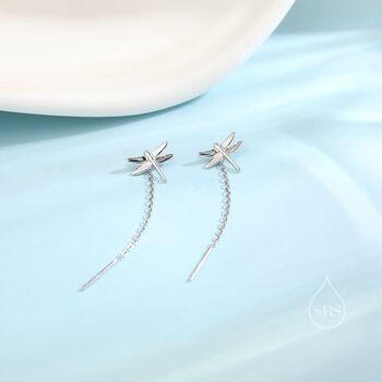 Sterling Silver Dragonfly Ear Threaders, 2 of 9