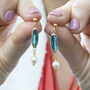 Oval Birthstone Earrings With Pearl Detail, thumbnail 1 of 11