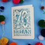 Personalised 70th Birthday Card Papercut Woodland Design, thumbnail 4 of 10