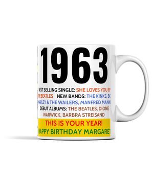 Personalised 60th Birthday Gift Mug Of 1964 Music, 6 of 6