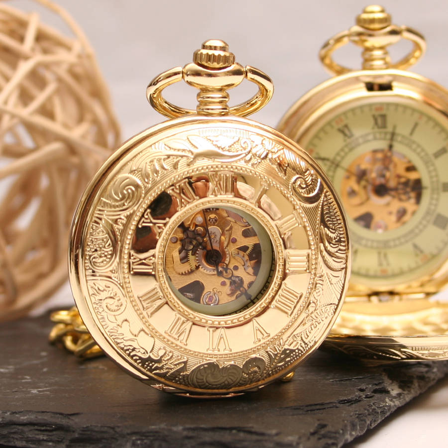 Roman Numeral Golden Pocket Watch By Gifts Online4 U