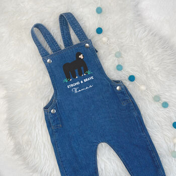 Gorilla Strong And Brave Personalised Kids Dungarees, 2 of 3