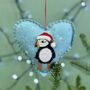 Personalised Felt Fabric Christmas Puffin Bauble, thumbnail 2 of 3