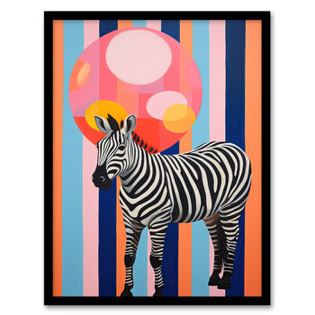 Party Animal Zebra Fun Bright Striped Wall Art Print, 5 of 6