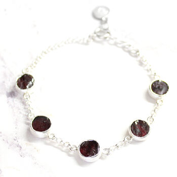 Garnet Gemstone January Birthstone Silver Bracelet, 2 of 2