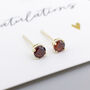 Solid 9ct Yellow Gold January Garnet Birthstone Stud Earrings, thumbnail 1 of 7