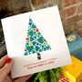 Pack Of Five Personalised Family Christmas Tree Cards, thumbnail 1 of 5