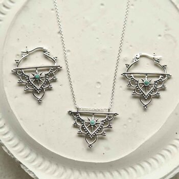 Sterling Silver Turquoise Sun Necklace, 4 of 6