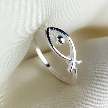 Sterling Silver Adjustable Fish Ring, 3 of 6