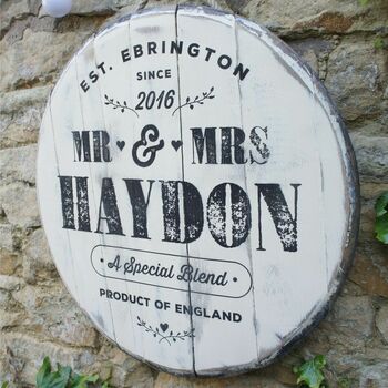 Oak Barrel Wedding Sign, 3 of 4