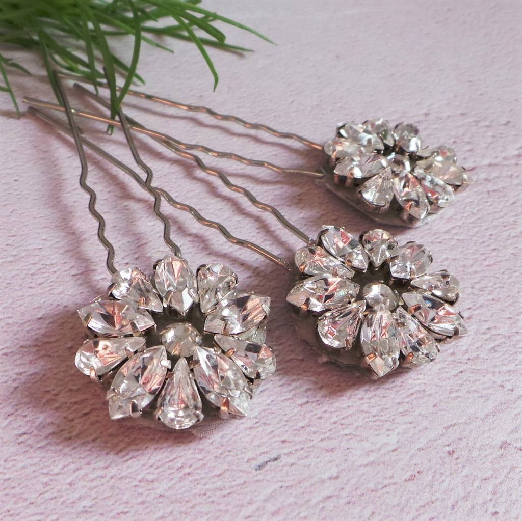 alice crystal bridal hair pins by jewellery made by me