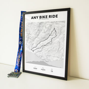 Framed And Personalised Route Map Art For Any Cycle, 2 of 6
