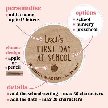 First Day At School Personalised Keepsake Disc, 3 of 8