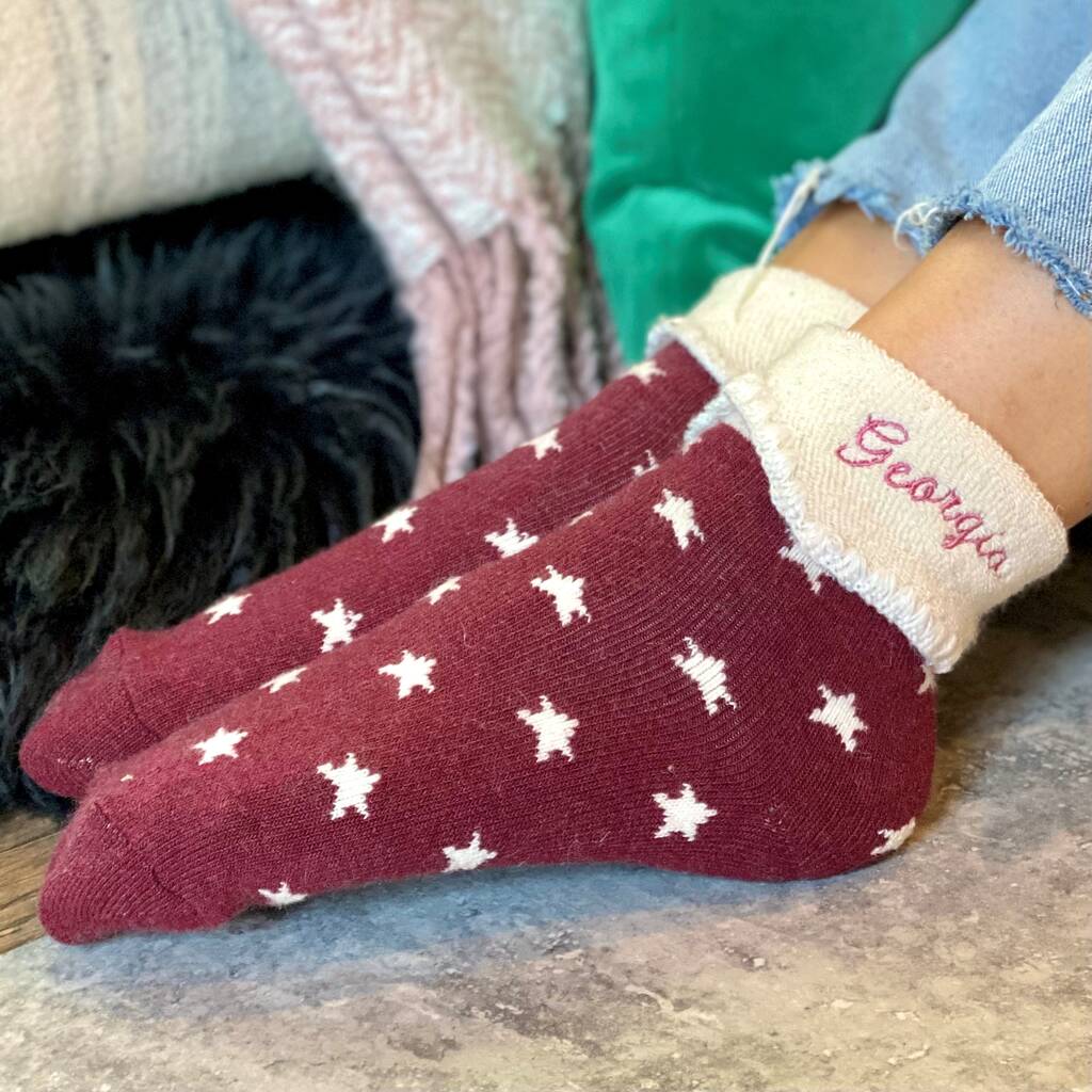 Personalised Christmas Red Star Cosy Socks, 1 of 2