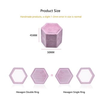 Custom Hexagon Velvet Ring Box, 4 of 6