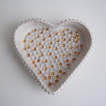 Handmade White Ceramic Pottery Heart Ring Dish, 6 of 7
