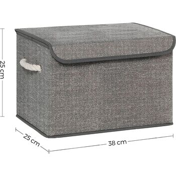 Set Of Three Grey Fabric Storage Boxes Organiser Bins, 8 of 9