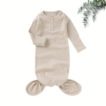 Super Soft Organic Cotton Knotted Baby Gown, 2 of 5