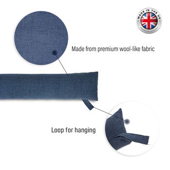 Luxury Wool Effect Door Draught Excluder Denim Blue, 5 of 6