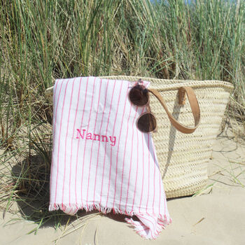 Personalised Mono Stripe Hammam Bath And Beach Towel, 3 of 10
