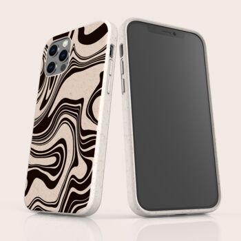 Black Liquid Marble Biodegradable Phone Case, 5 of 8