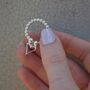 Sterling Silver Ball Bead Ring With Open Heart Charm, thumbnail 2 of 8